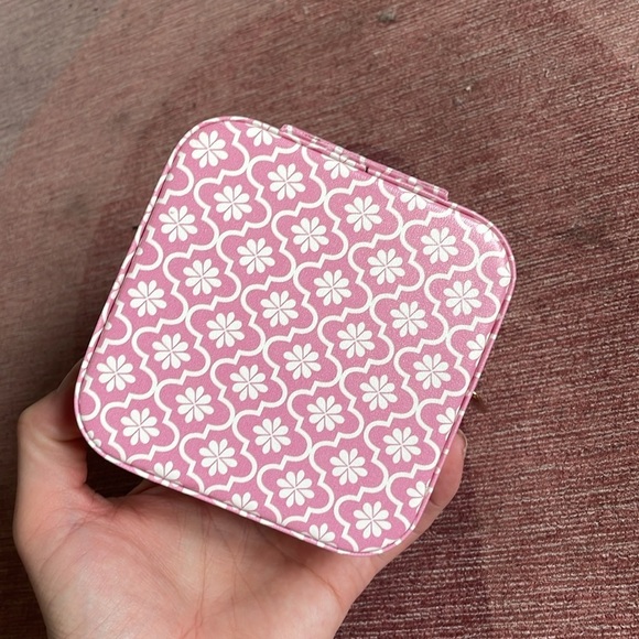 Lucky Pink and White Boho Travel Jewelry Case - Picture 3 of 6